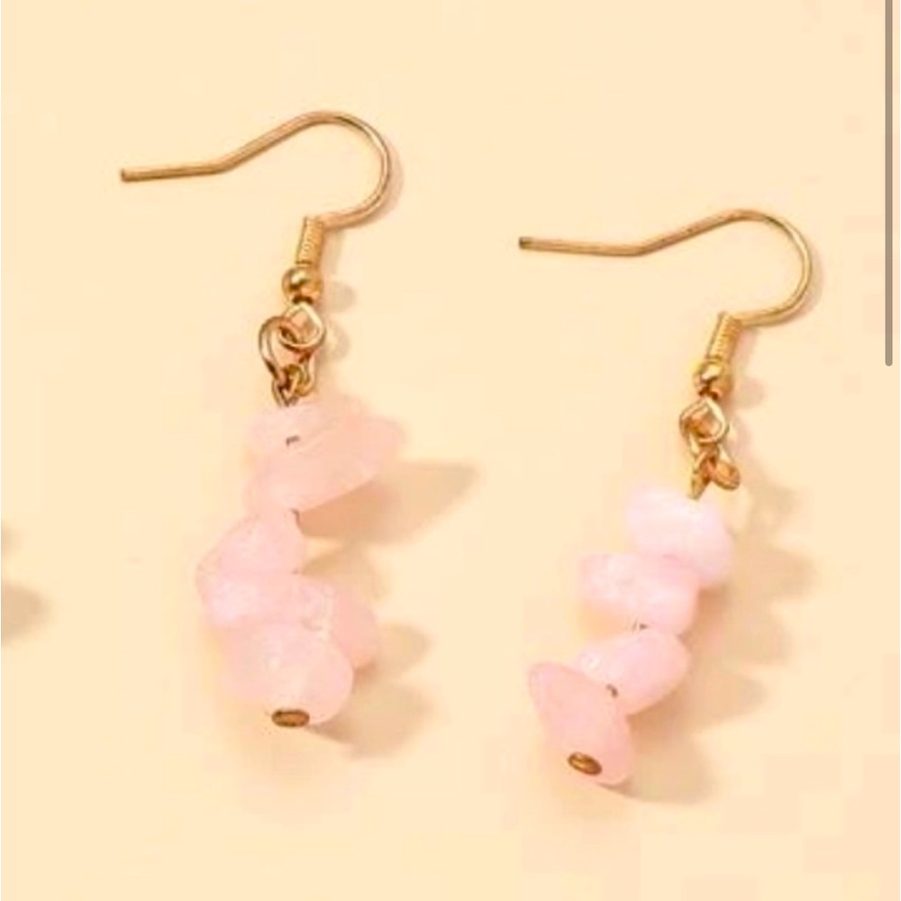Pink stone drop earrings
